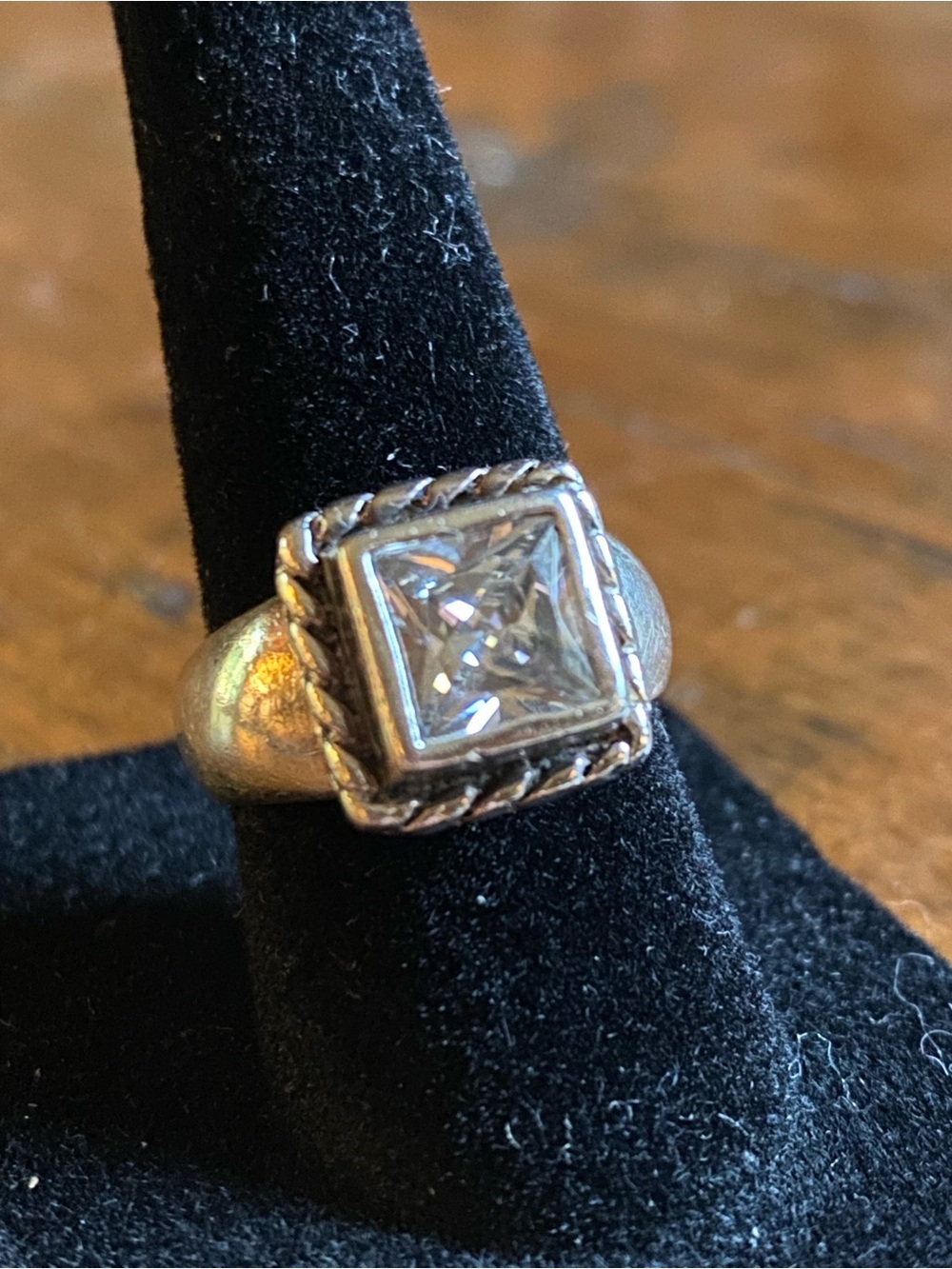 Silpada Square Clear CZ Rope-Frame Sterling Ring